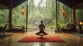 Mind, Body, and Nature, Yoga with Forest View in a Modern Studio for Ultimate Wellness, Generative AI