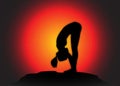 Yoga Forward Bend Pose Sun Background