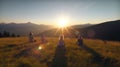Yoga in the German Mountains: A Group Practice at Sunset Generative AI
