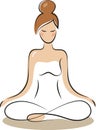 Sitting in lotus pose girl woman yoga spa purity meditation calm company logo