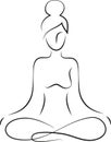 Sitting in lotus pose girl woman yoga spa purity meditation calm company logo black and white line