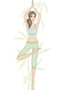 Yoga girl with bamboo tree Royalty Free Stock Photo