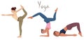 Yoga girl illustration, vector clipart of women workout. A young girl is standing in yoga pose. Graphic Female pose clip art set