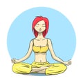 Yoga. Girl in the lotus position. Vector Illustration