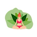 Yoga Girl Meditate Outdoor in Park Lotus Position Royalty Free Stock Photo