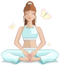 Yoga. The girl meditates in a pose of a butterfly Royalty Free Stock Photo