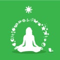 Yoga girl silhouette, yoga icons Royalty Free Stock Photo