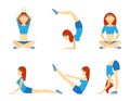Yoga girl in six positions