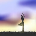 Yoga Girl Under The Sunset Royalty Free Stock Photo
