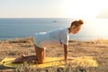 Yoga girl with wireless headphones Royalty Free Stock Photo