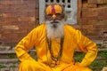 Yoga guru at the temple in Kathmandu in Nepal Royalty Free Stock Photo