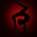 Yoga Gymnast Silhouette, Woman Backbend Gymnastics Flexible Body Royalty Free Stock Photo