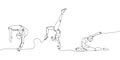 Yoga, gymnasts, acrobats, training set one line art. Continuous line drawing sports, fitness, pilates, strength