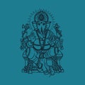 Yoga Handy Illustration of Ganesha Drawing Art Ganesha White Background India