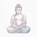 Yoga Handy Illustration of Buddha Drawing Art Buddha White Background