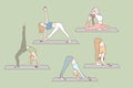 Yoga, health, asanas set concept