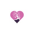 Yoga heart shape concept logo design template.