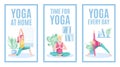 Yoga at home banners set Royalty Free Stock Photo
