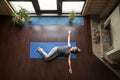 Yoga at home: Belly Twist Pose Royalty Free Stock Photo