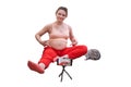Yoga at home during pregnancy and online training course, isolated on Royalty Free Stock Photo