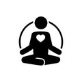 Yoga icon with heart. Meditate and love concept.