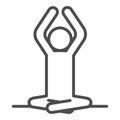 Yoga icon isolated on white background. Vector yoga woman logotype in line style. Outline design symbol. Royalty Free Stock Photo