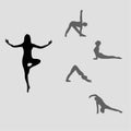 Yoga icon set isolated on gray background. Healthy lifestyle symbol Royalty Free Stock Photo