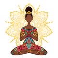 Yoga illustration. Meditation pose. Ornamental zenart