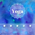 Yoga illustration. Name of yoga studio on a watercolors background. EPS,JPG.