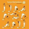 Yoga illustration. Surya Namaskara. EPS,JPG. Royalty Free Stock Photo