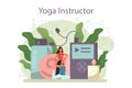 Yoga instructor concept. Asana or exercise for men and women.