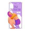 Yoga instructor smartphone interface vector template