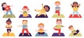 Yoga kids. Children do yoga exercises, boys and girls healthy lifestyle isolated vector illustration set. Little Royalty Free Stock Photo