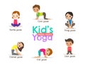 Yoga kids poses vector illustration Royalty Free Stock Photo