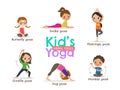 Yoga kids poses vector illustration Royalty Free Stock Photo