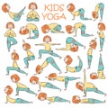 Hand-drawn Yoga kids set Royalty Free Stock Photo