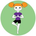 Yoga kids. Young girl standing in tree pose Vrikshasana Royalty Free Stock Photo