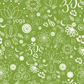 Yoga Labels and Icons seamless pattern