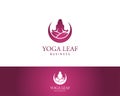 yoga leaf logo creative circle design template health, athletic