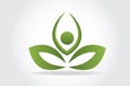 Yoga leaf lotus flower people logo