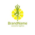 yoga and lemon logo concept. Harmony insignia design