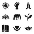 Yoga lesson icons set, simple style