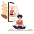 Yoga lesson online, stream live on smartphone