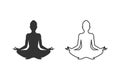 Yoga line icon set. lotus position silhouette. Vector shape Royalty Free Stock Photo