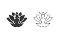 Yoga line icon set. lotus position silhouette. Vector shape Royalty Free Stock Photo