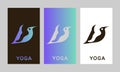 Yoga logo design, foot leaf with bird icon, symbol vector illustration design template