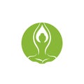 Yoga logo design. human meditation vector illustration in green color Royalty Free Stock Photo