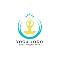 Yoga logo design stock. human meditation in circle with leaves i