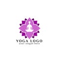 Yoga logo design stock. human meditation in lotus flower vector illustration Royalty Free Stock Photo