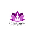 Yoga logo design stock. human meditation in lotus flower vector illustration Royalty Free Stock Photo